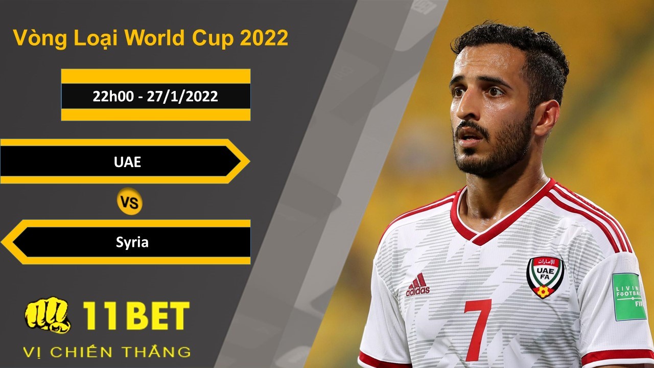 11BET Soi kèo UAE vs Syria, 22h00, 27/1/2022